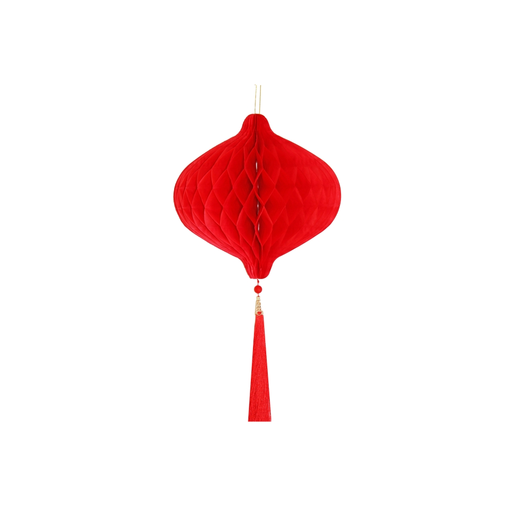 Бумажное украшение Шар-соты с кисточкой 15 см, красный Бумажное украшение Шар-соты с кисточкой 15 см, красный