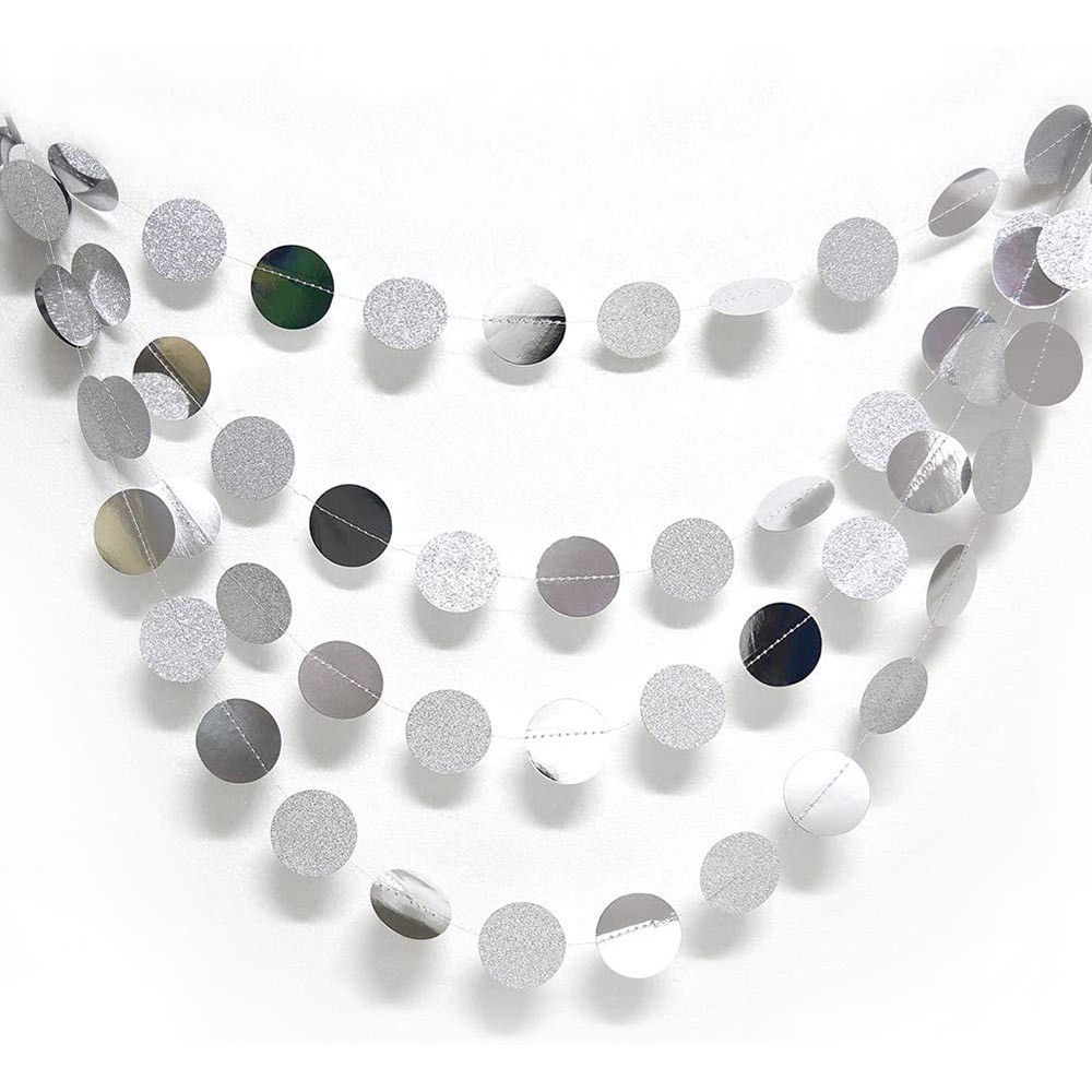Гирлянда "Кружочки" блеск/металлик 5 см х 4,5 м, Серебро Гирлянда "Кружочки" блеск/металлик 5 см х 4,5 м, Серебро