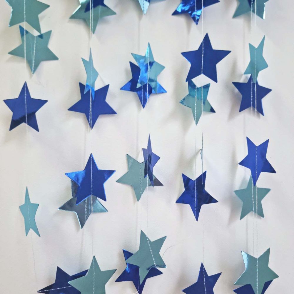 Гирлянда "Звезды" металлик 7 см х 4 м, голубой+т.синий Гирлянда "Звезды" металлик 7 см х 4 м, голубой+т.синий