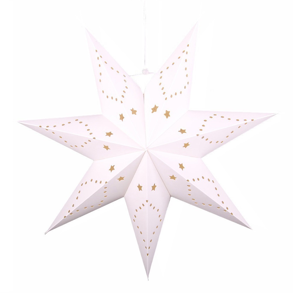 Звезда семиконечная бумажная 75 см, Звезды и точки, белый Звезда семиконечная бумажная 75 см, Звезды и точки, белый