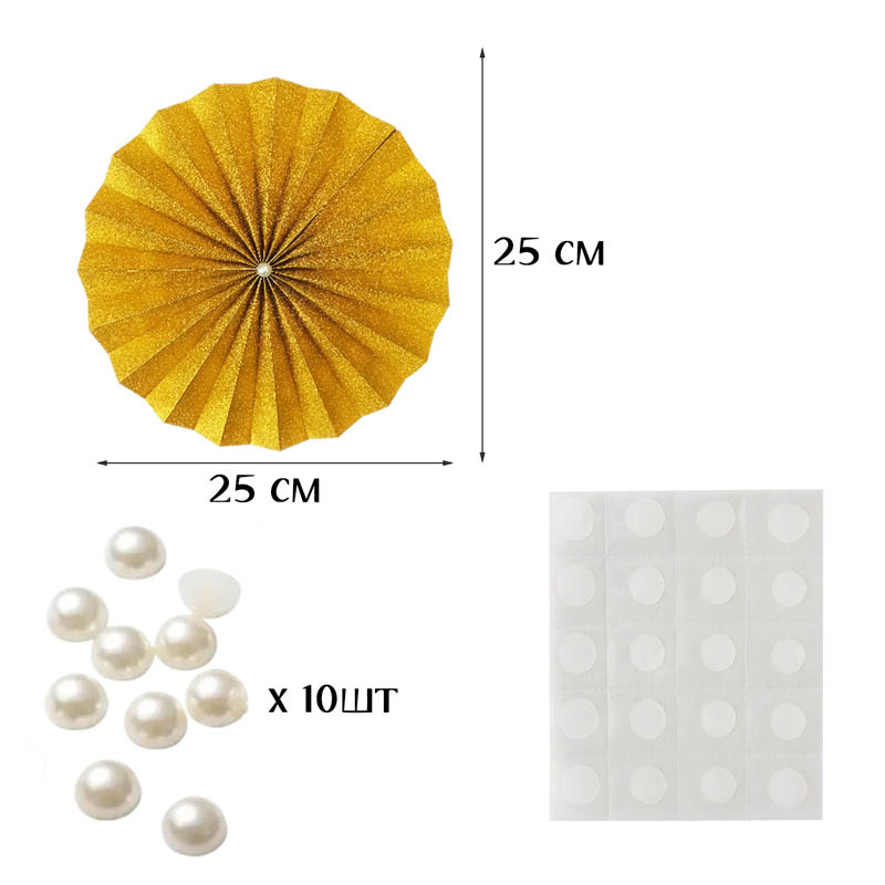 Фанты блеск с жемчужиной НАБОР 10шт х 25см, золото Фанты блеск с жемчужиной НАБОР 10шт х 25см, золото