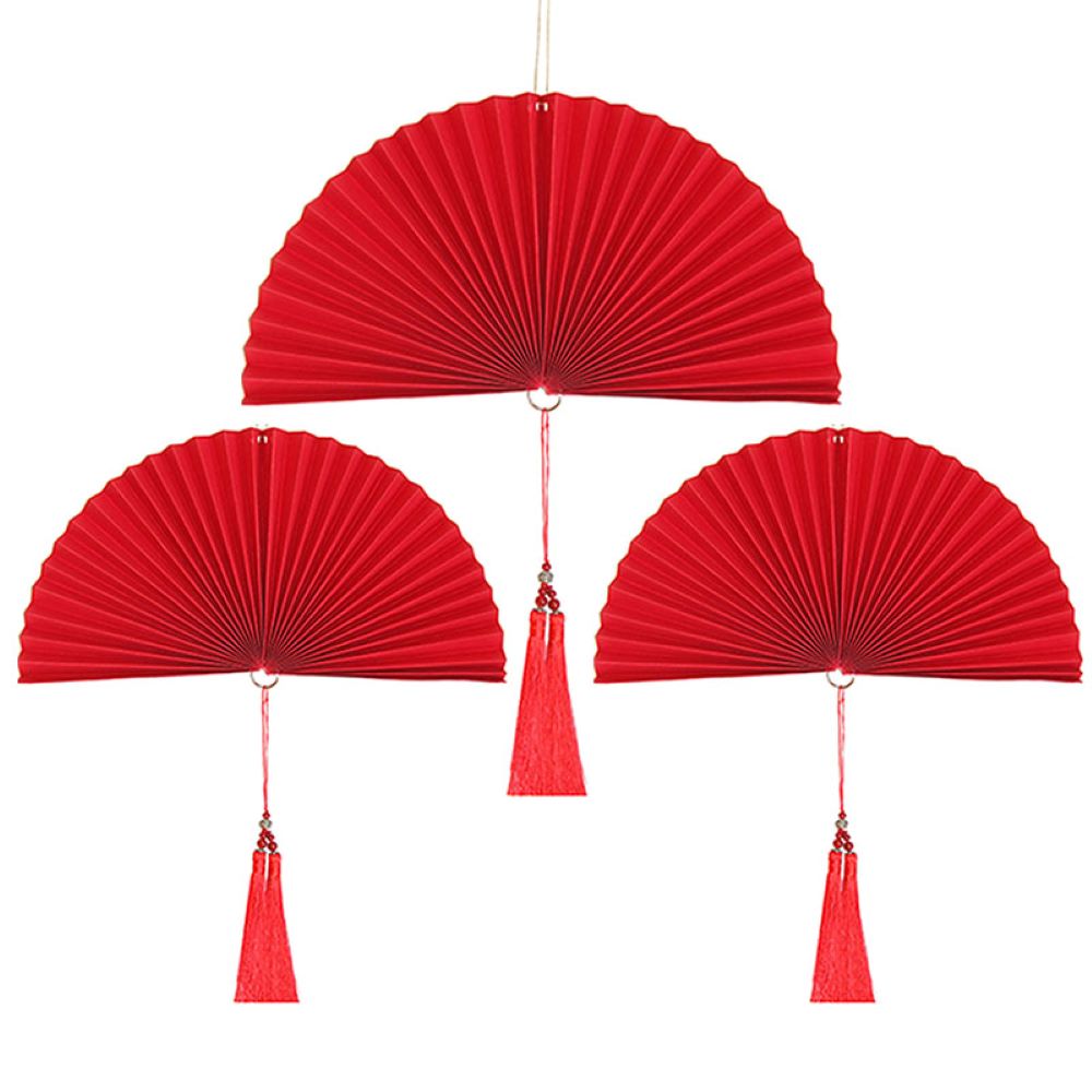 Веер-гармошка с кисточкой НАБОР 30см, 30см, 40 см, красный Веер-гармошка с кисточкой НАБОР 30см, 30см, 40 см, красный