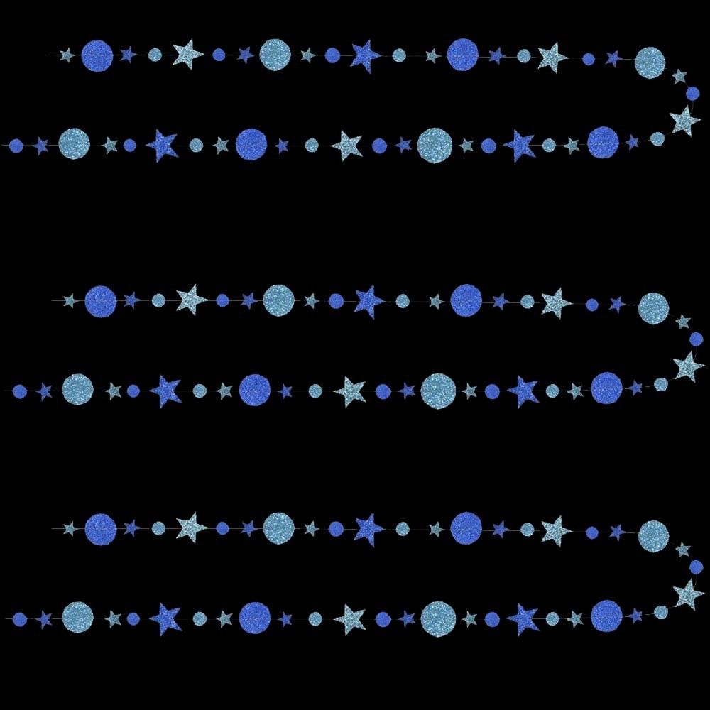 Гирлянда Звезды/Кружочки 4 м  блеск Голубой/Синий