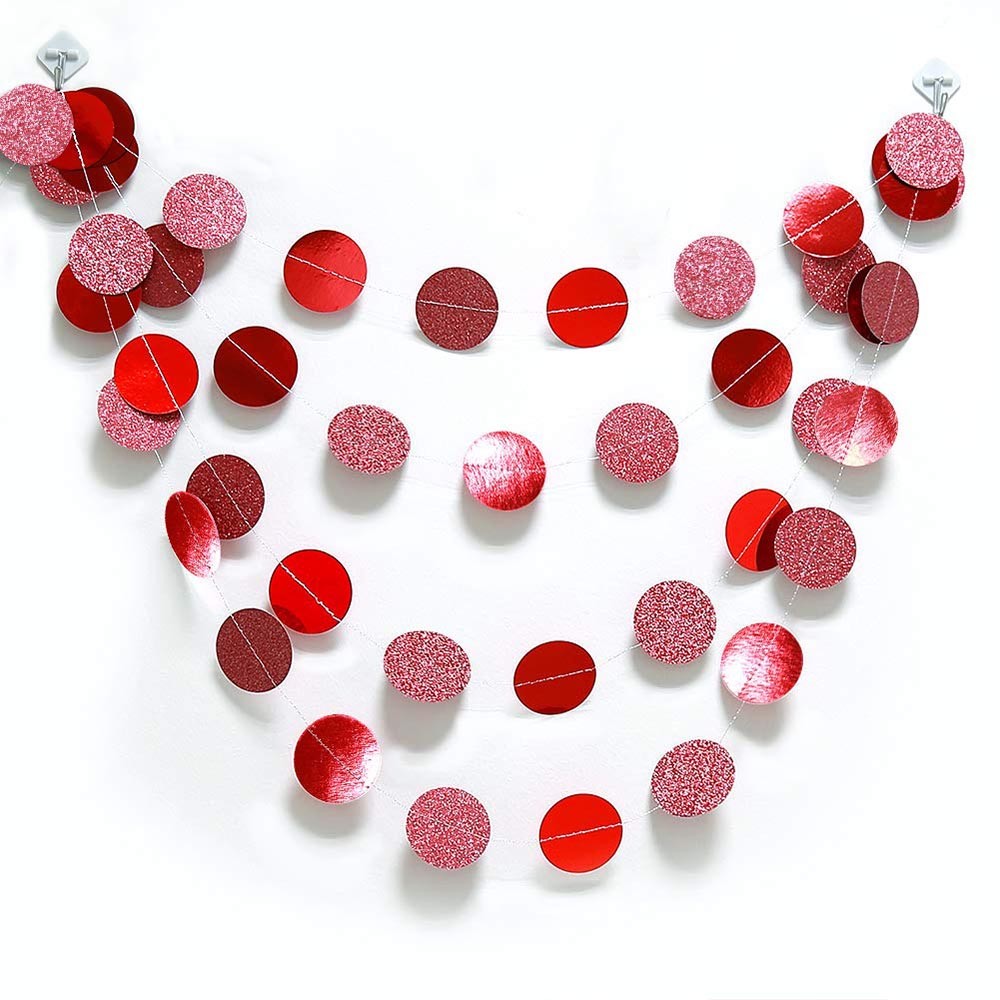 Гирлянда "Кружочки" блеск/металлик 5 см х 4,5 м, Красный Гирлянда "Кружочки" блеск/металлик 5 см х 4,5 м, Красный