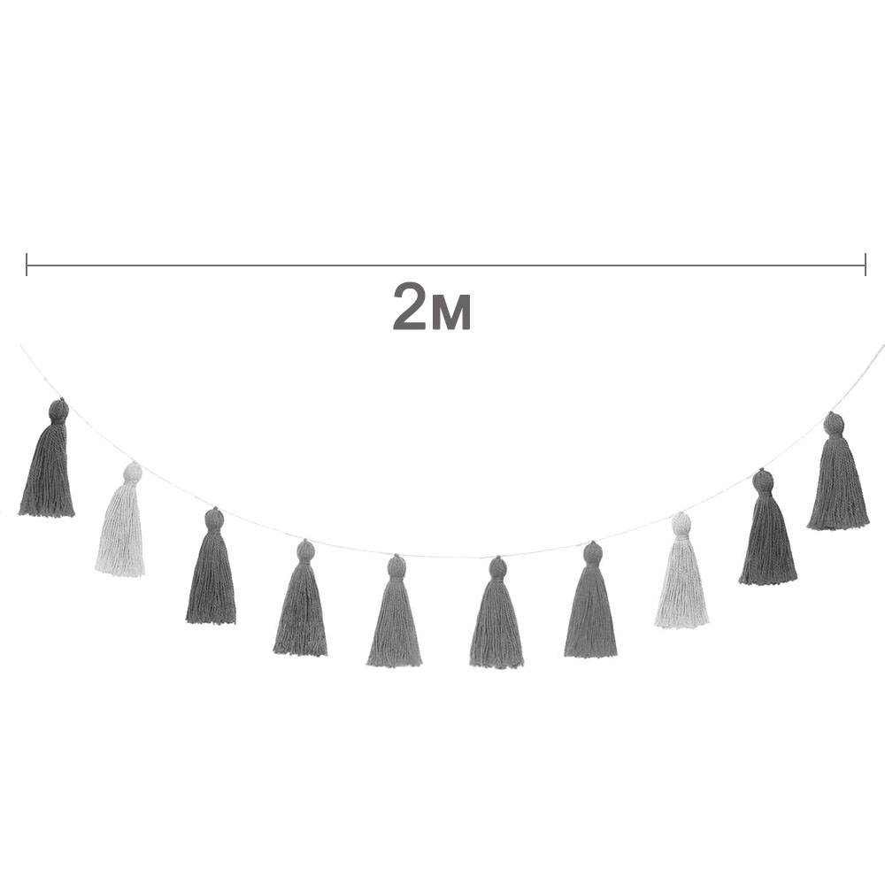 Гирлянда тассел из пряжи ассорти №18 (13 х 5 см) 2 м