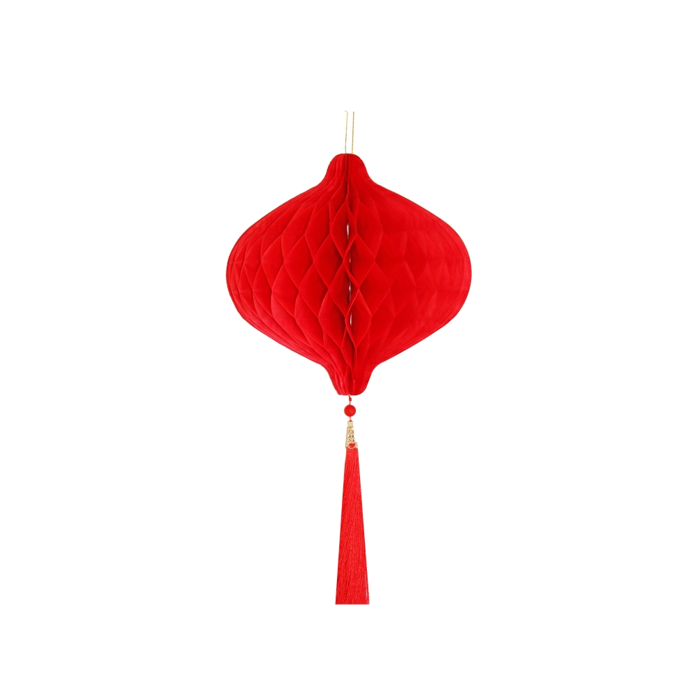 Бумажное украшение Шар-соты с кисточкой 20 см, красный Бумажное украшение Шар-соты с кисточкой 20 см, красный