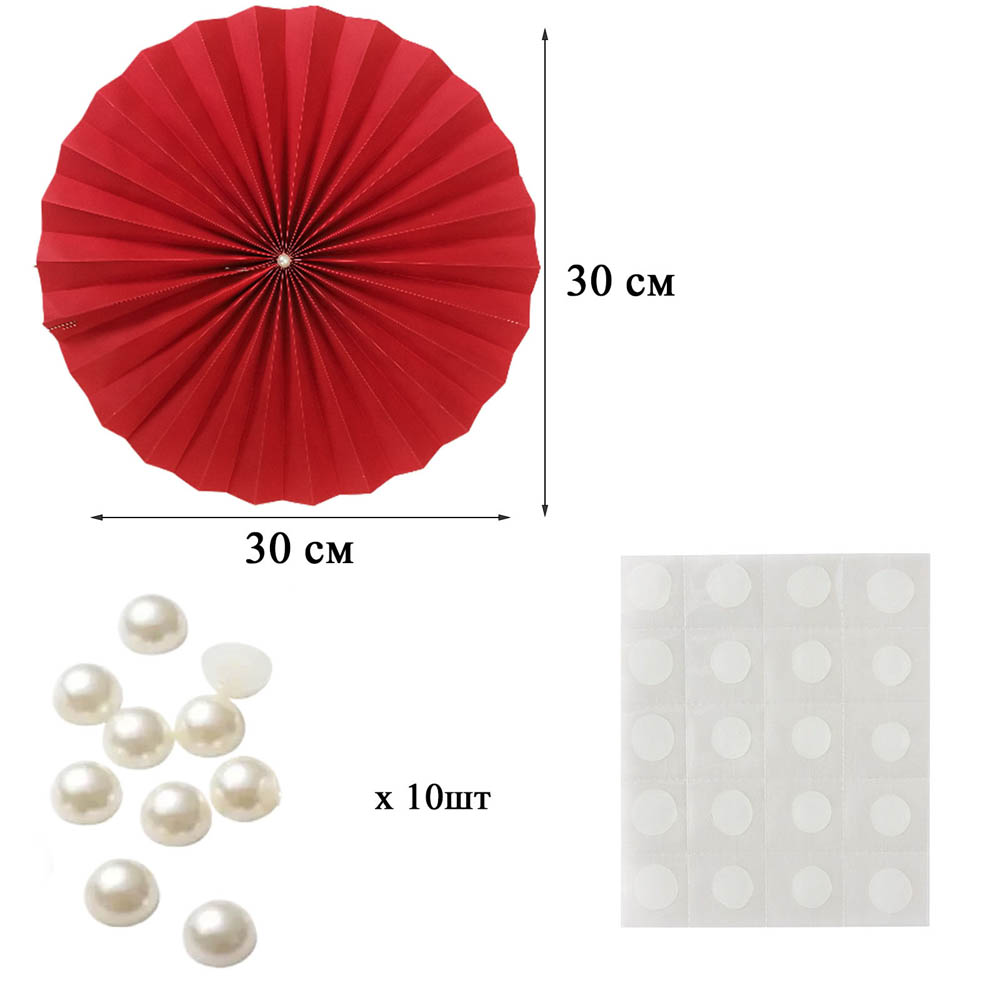 Фанты с жемчужиной НАБОР 10шт х 30см,  красный Фанты с жемчужиной НАБОР 10шт х 30см,  красный