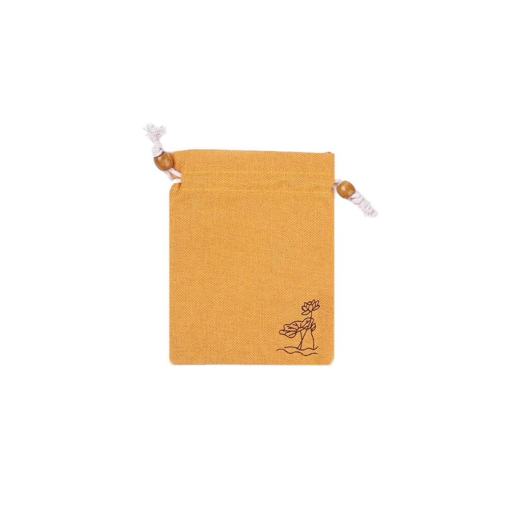 Мешочек из искусственного льна с орнаментом 8х10 см, желтый Мешочек из искусственного льна с орнаментом 8х10 см, желтый