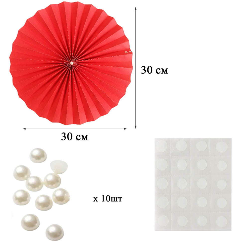 Фанты с жемчужиной НАБОР 10шт х 30см,  алый Фанты с жемчужиной НАБОР 10шт х 30см,  алый