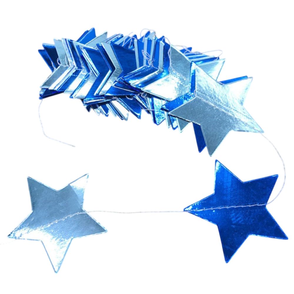 Гирлянда "Звезды" металлик 7 см х 4 м, голубой+т.синий Гирлянда "Звезды" металлик 7 см х 4 м, голубой+т.синий