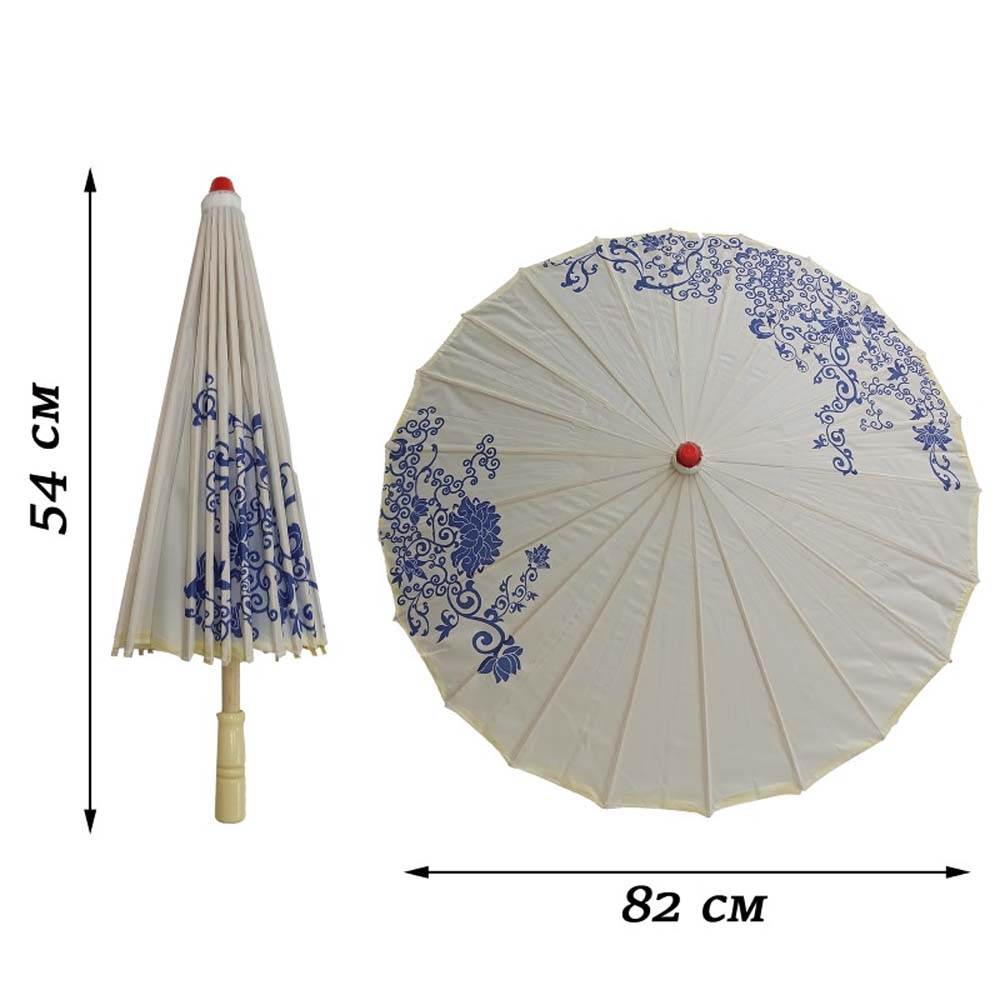 Китайские тканевые зонтики Гжель 82х54см, №1