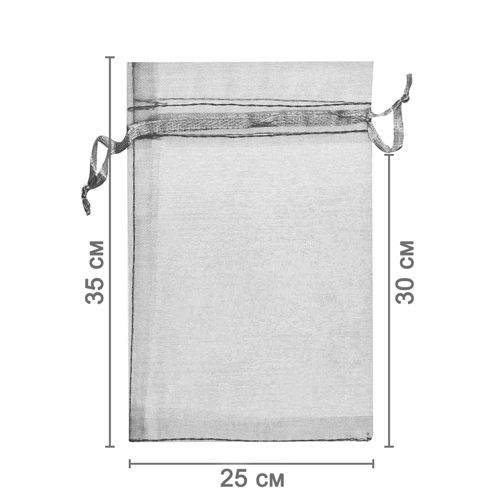 Мешочек из органзы 25 х 35 см серый