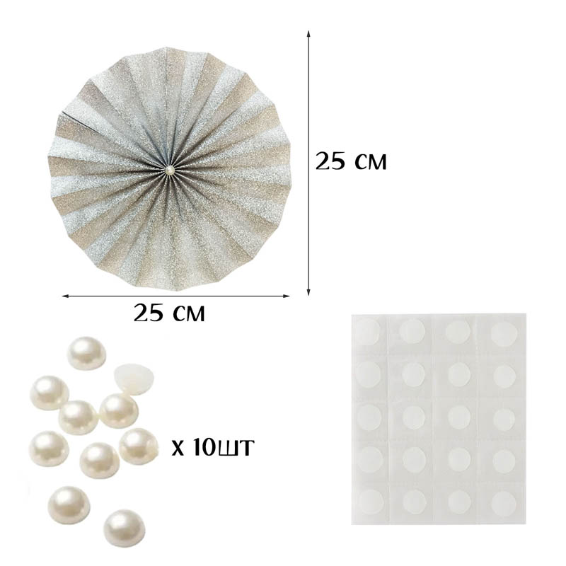 Фанты блеск с жемчужиной НАБОР 10шт х 25см, серебро Фанты блеск с жемчужиной НАБОР 10шт х 25см, серебро