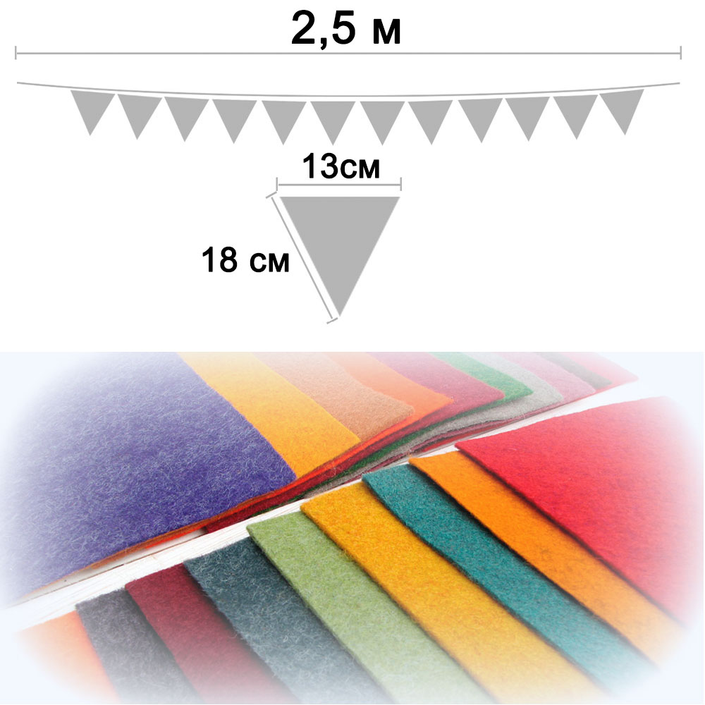 Гирлянда флажковая из фетра № 5 (13 х 18 см) 2,5 м