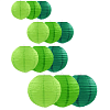 Набор подвесные фонарики 12 шт, салатовый+зеленый+т.зеленый