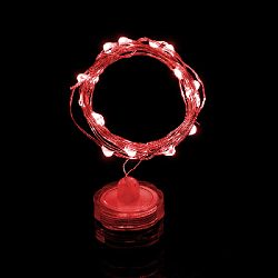 Нить "Роса-свеча" серебро, 2 м х 20 диодов, от батареек, красный