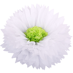 Бумажный цветок 50 см белый+салатовый
