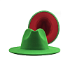 Шляпа Федора фетровая 2 цвета, зеленый+красный