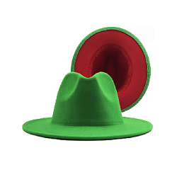 Шляпа Федора фетровая 2 цвета, зеленый+красный