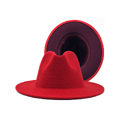 Шляпа Федора фетровая 2 цвета, красный+сливовый