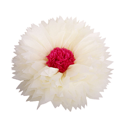 Бумажный цветок 40 см айвори+малиновый