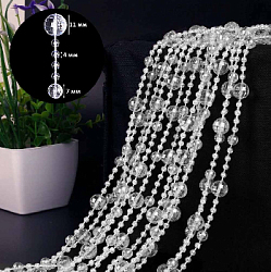 Прозрачные бусины 1кг х 55м №3, граненые "Шар"