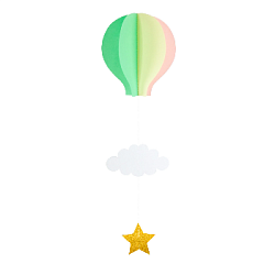 Подвеска Воздушный шар 59 см, айвори+св.розовый+св.зеленый