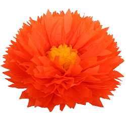 Бумажный цветок 50 см оранжевый+ярко-желтый