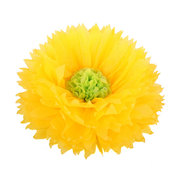 Бумажный цветок 40 см ярко-желтый+салатовый