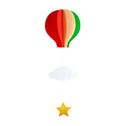 Подвеска Воздушный шар 59 см, айвори+красный+зеленый