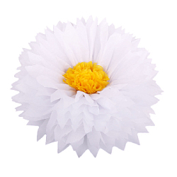 Бумажный цветок 40 см белый+ярко-желтый