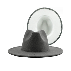 Шляпа Федора фетровая 2 цвета, серый+белый