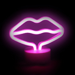 Светильник неоновый на подставке "Поцелуй" 15 х 17 см от батареек, розовый