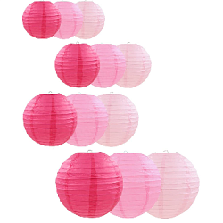 Набор подвесные фонарики 12 шт, св.розовый+розовый+малиновый