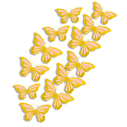 Наклейки Бабочки двойные перламутровые бумажные № 6 12 шт золото+персиковый