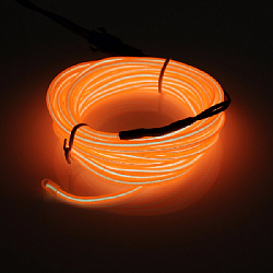 Шнур неоновый светящийся 5 м, оранжевый