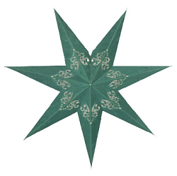 Звезда семиконечная из бархатной бумаги 60 см, с перфорацией, зеленый