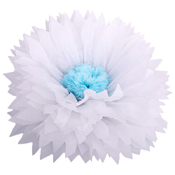 Бумажный цветок 50 см белый+голубой