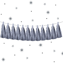 Гирлянда тассел 12 кисточек по 5 листов, серый