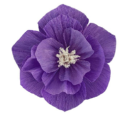 Бумажный цветок гофрированный 30 см фиолетовый+белый